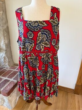 Maurices Red Floral Square-Neck Sleeveless Dress NWT
